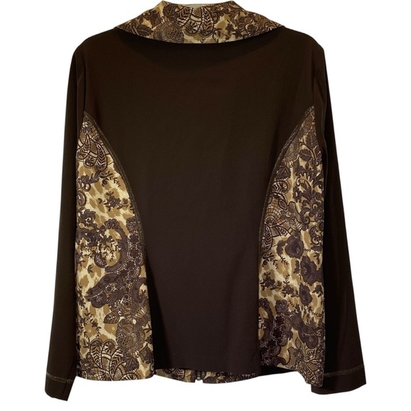 CHICO'S ZENERGY Neema Full zip Jacket Size 1 (m) earthy brown floral design - Picture 3 of 6